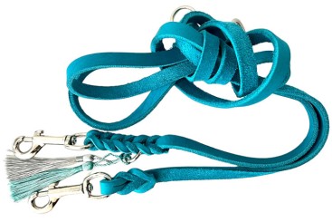 Fettlederleine | Chrom | Türkis 