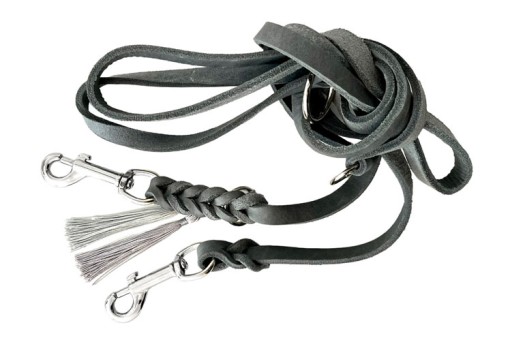 Fettlederleine | Chrom | Grau 