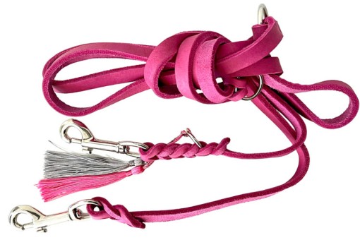 Fettlederleine | Chrom | Pink 